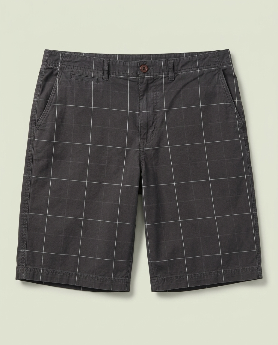 American Eagle Dark Grey Windowpane Grid Cotton Shorts 36 Preppy Casual