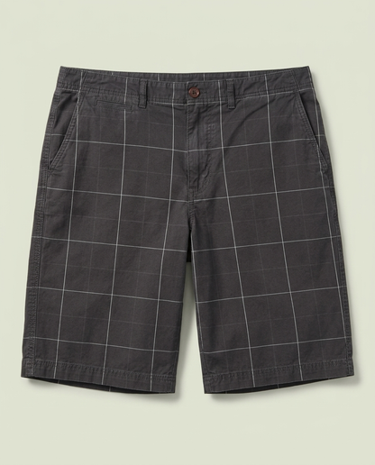 American Eagle Dark Grey Windowpane Grid Cotton Shorts 36 Preppy Casual