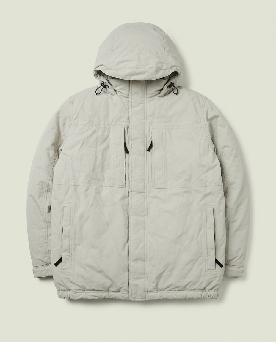 Eddie Bauer Beige Down-filled Hooded Jacket XL Gorpcore Outdoors Hiking