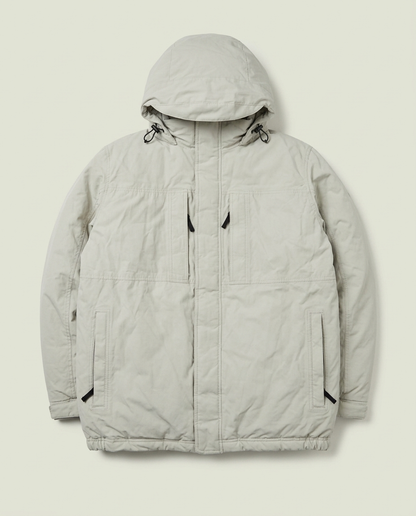 Eddie Bauer Beige Down-filled Hooded Jacket XL Gorpcore Outdoors Hiking