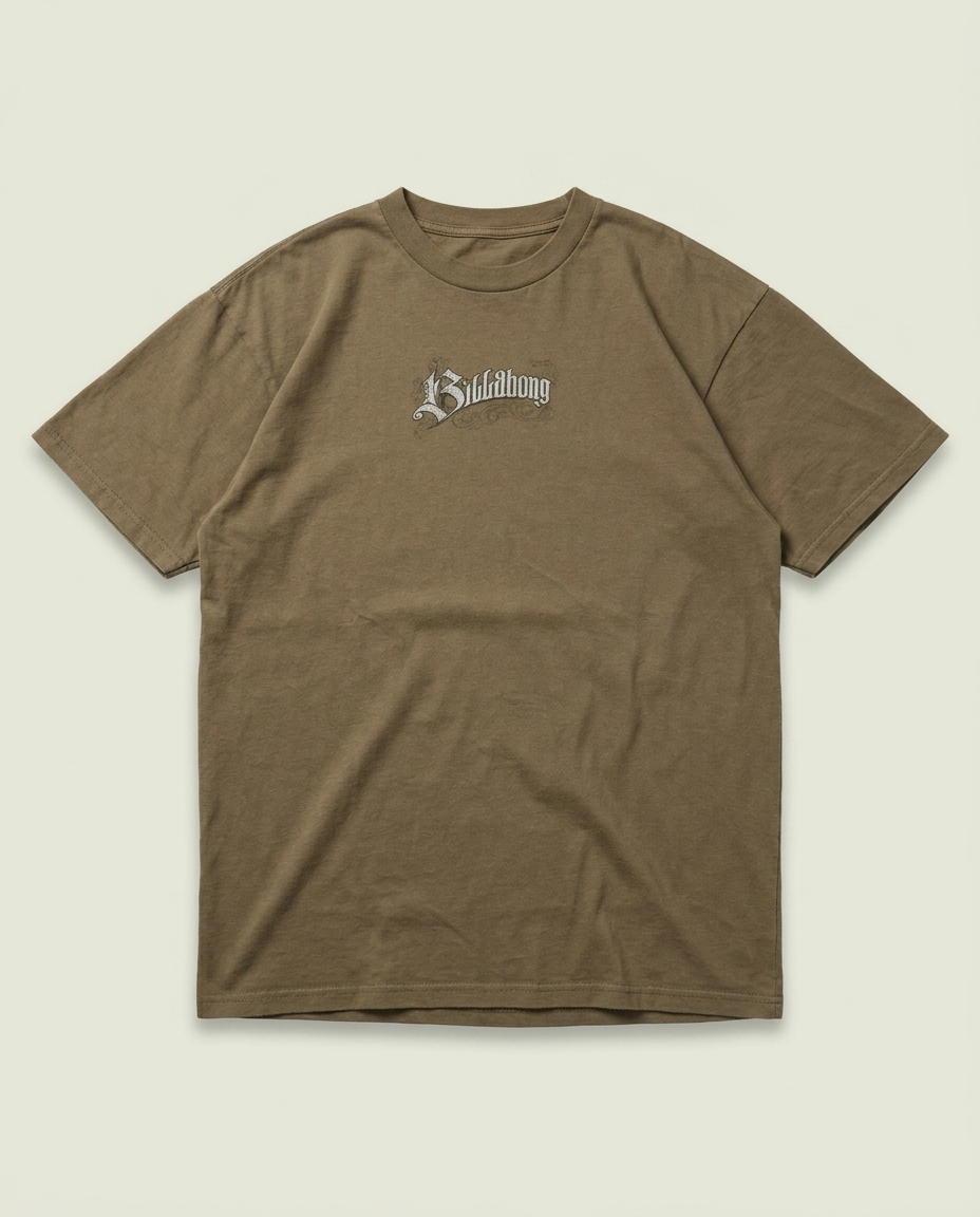 Y2K Billabong Brown Gothic Graphic Skate Surf Shirt