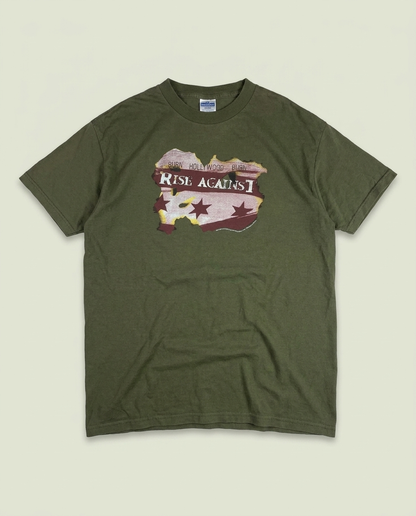Vintage Rise Against Olive Green Burn Hollywood Burn Band T-Shirt M Grunge