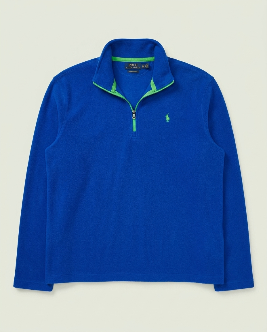 Polo Ralph Lauren Blue Green Performance Fleece 1/4 Zip Sweatshirt XL
