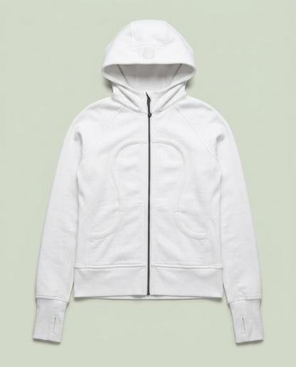 Lululemon White Scuba Full Zip Hoodie 10 Thumbholes Minimalist Casual