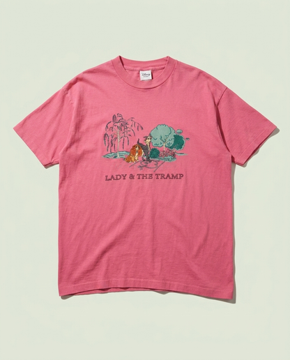 Vintage Disney Pink Lady & The Tramp Embroidered T-Shirt L USA Made