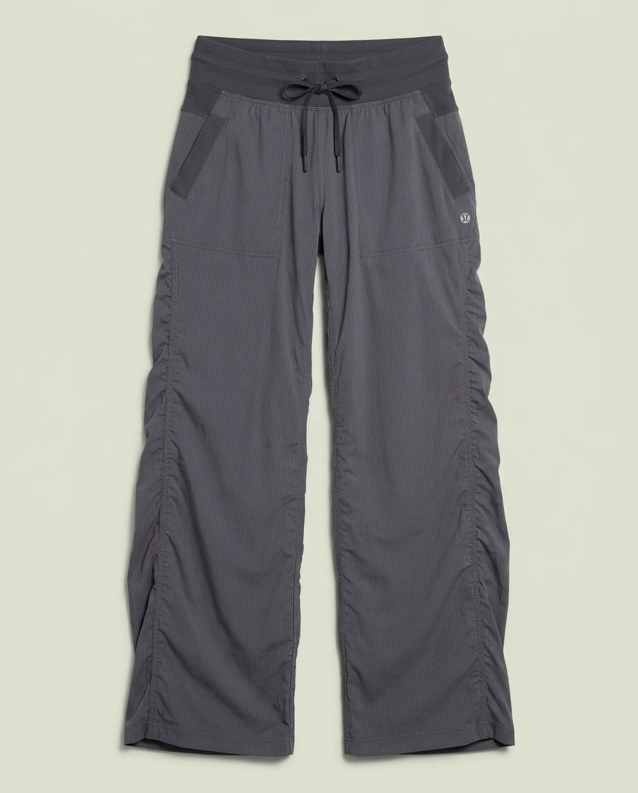 Lululemon Grey Striped Textured Wide Leg Pants 6 Gorpcore Drawstring