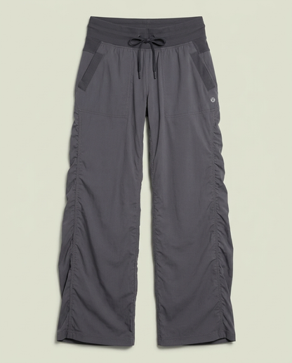 Lululemon Grey Striped Textured Wide Leg Pants 6 Gorpcore Drawstring
