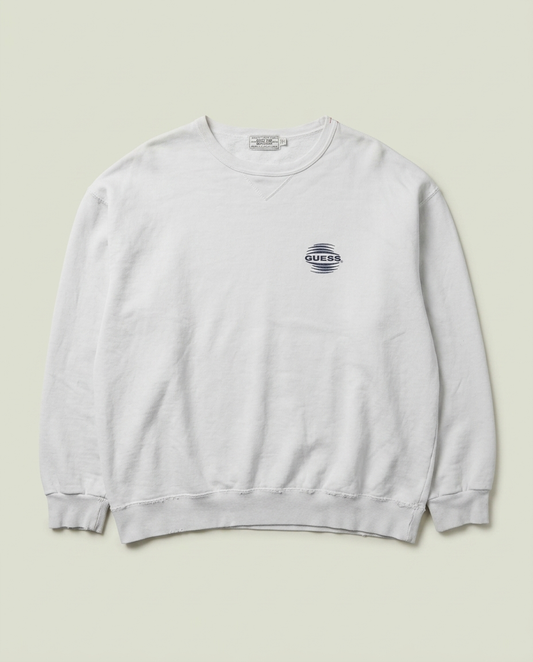 Vintage Guess White Logo Crewneck Sweatshirt L Made In Canada