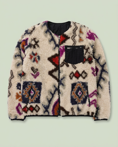 Aztec Pattern Reversible Fleece Quilted Jacket (L) Gorpcore Boho Festival