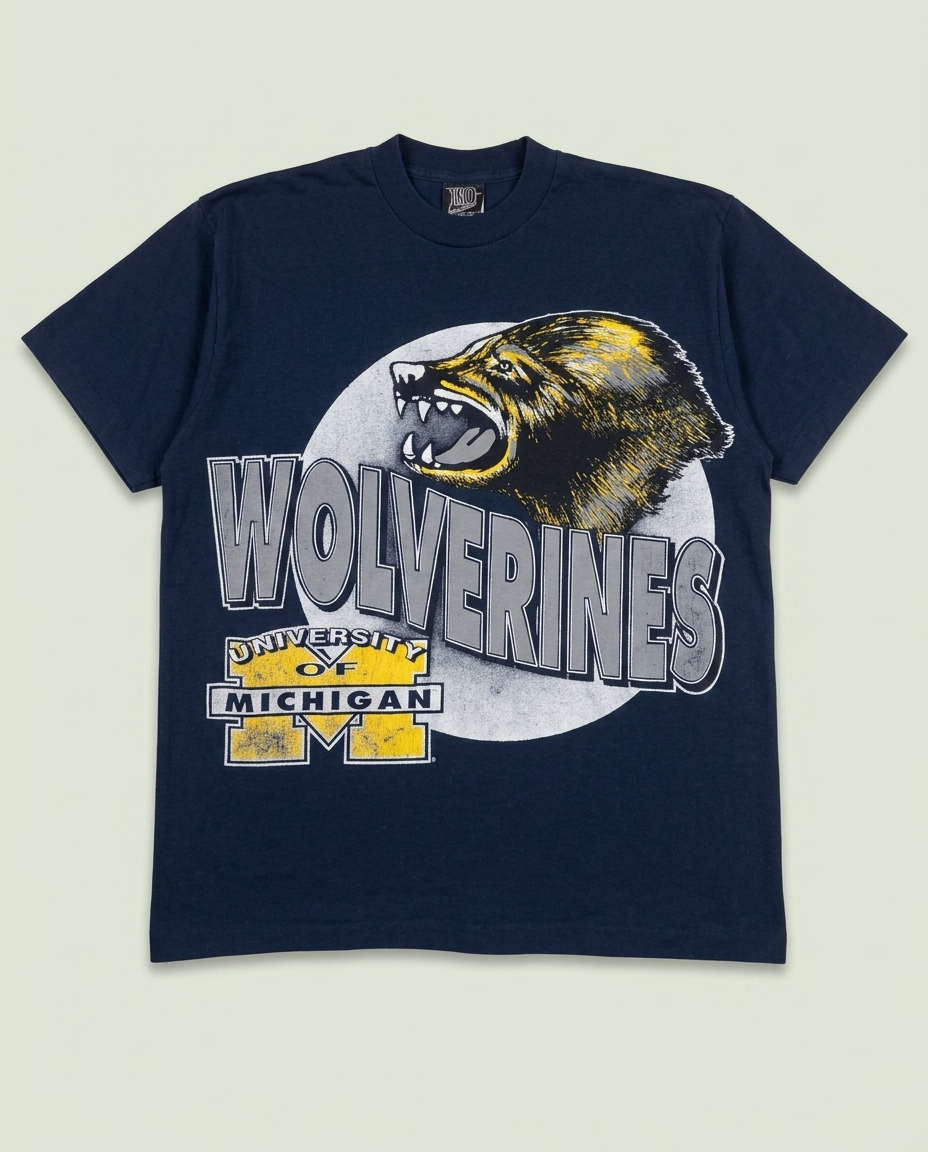 Vintage Pro-1 Navy University Of Michigan Wolverines Graphic Shirt 2XL