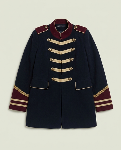 Zara Navy Blue Gold Trim Military Hussar Jacket S Regency Old Money