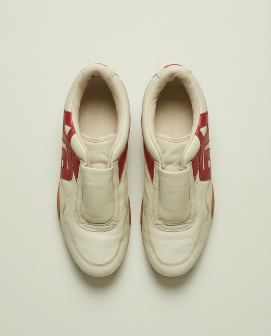 Y2K Miss Sixty Cream Red 60 Graphic Leather Slip On Shoes 37 Cyber Blokette