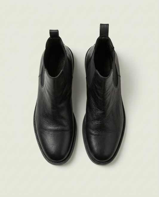 Boemos Black Leather Chelsea Boots 43 Made In Italy