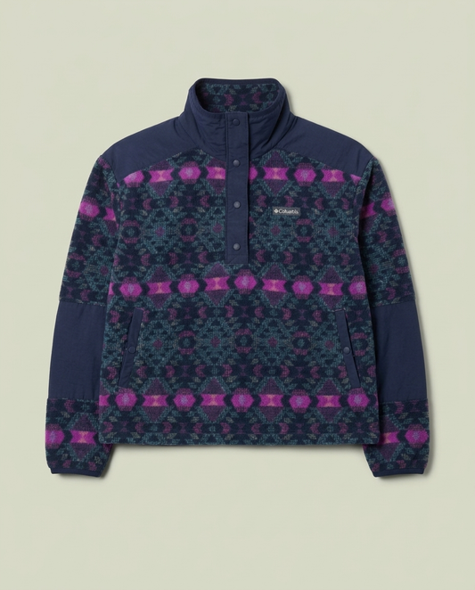 Columbia Purple Aztec Fleece 1/4 Snap Pullover Sweatshirt L