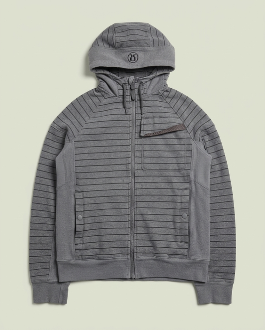 Lululemon Grey Striped Fleece Lined Full Zip Hoodie M