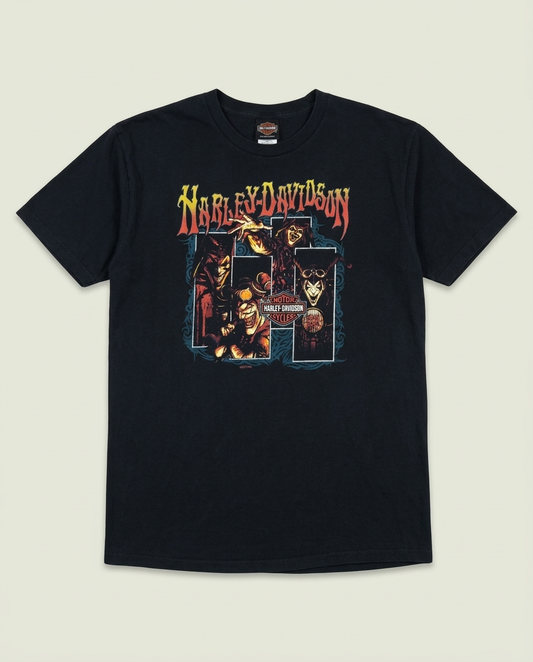 Harley Davidson Black Clown Jester Graphic T-Shirt XL