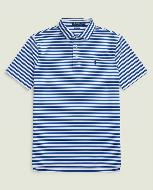 Polo Ralph Lauren Blue White Stripe Cotton Polo L