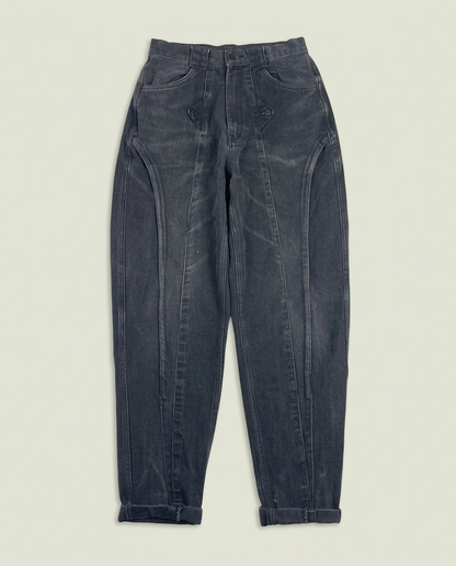 Vintage Arrston Volaju Kohshin Satoh Black Denim Barrel Jeans 28
