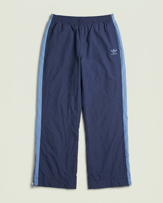 Y2K Adidas Navy Blue Side Stripe Nylon Super Baggy Track Pants M