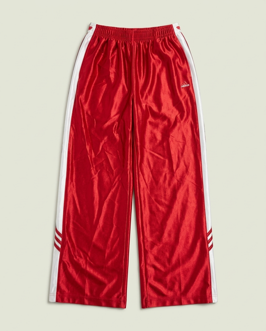 Y2K Adidas Red White Stripe SIlky Snap Button Track Pants L