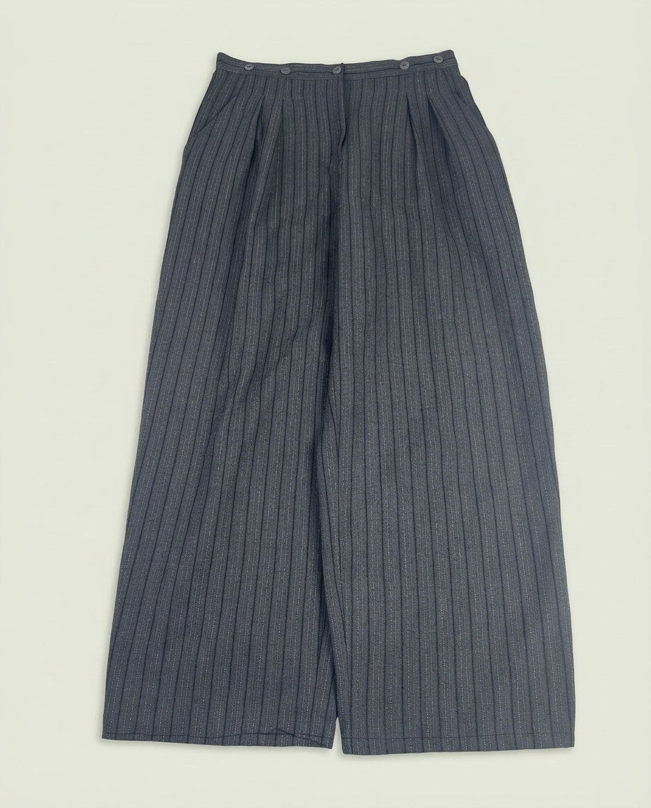Vintage LA Style Grey Pinstripe Baggy Barrel Wide Leg Trousers 10