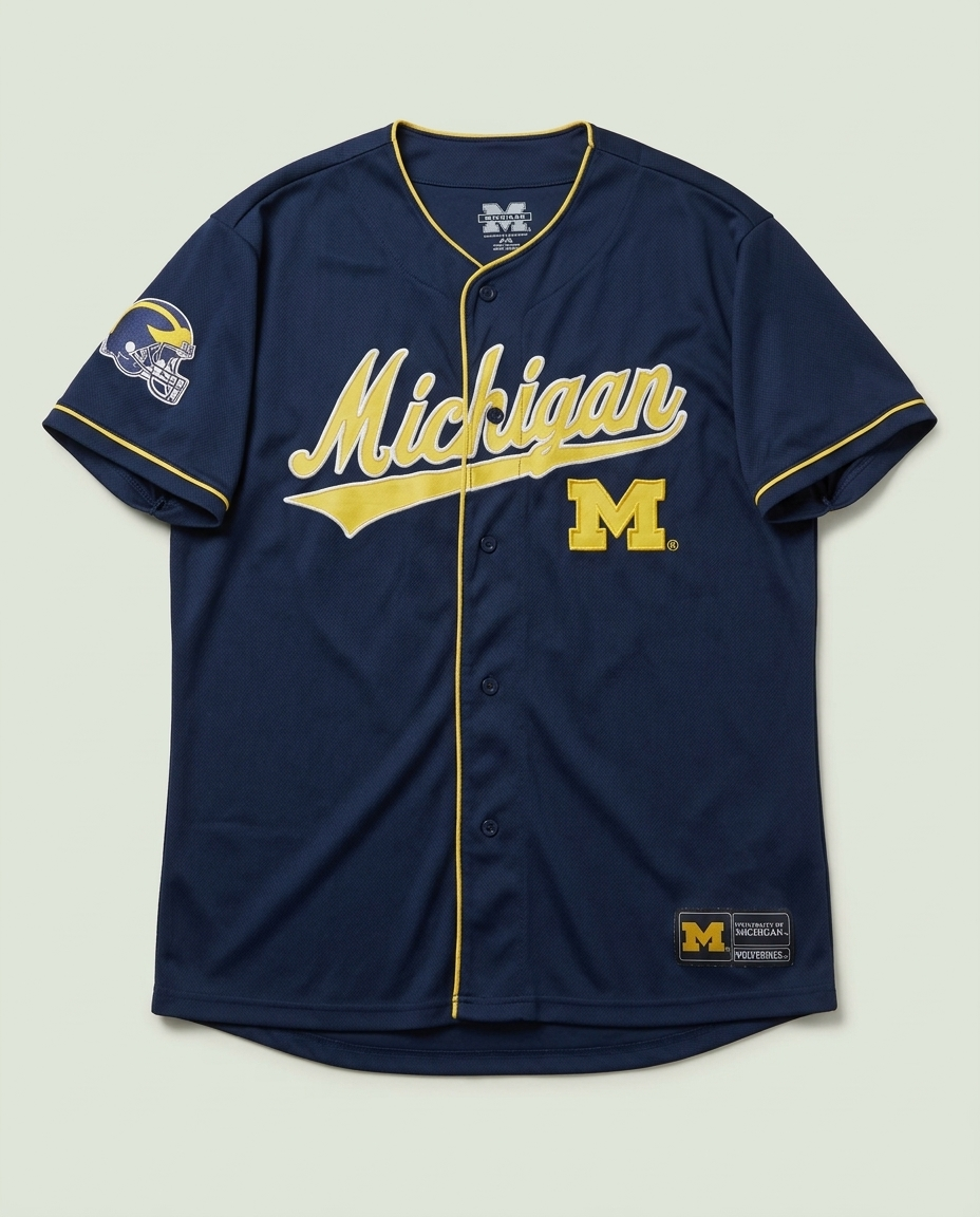 Michigan Wolverines Navy Yellow Baseball Jersey XL