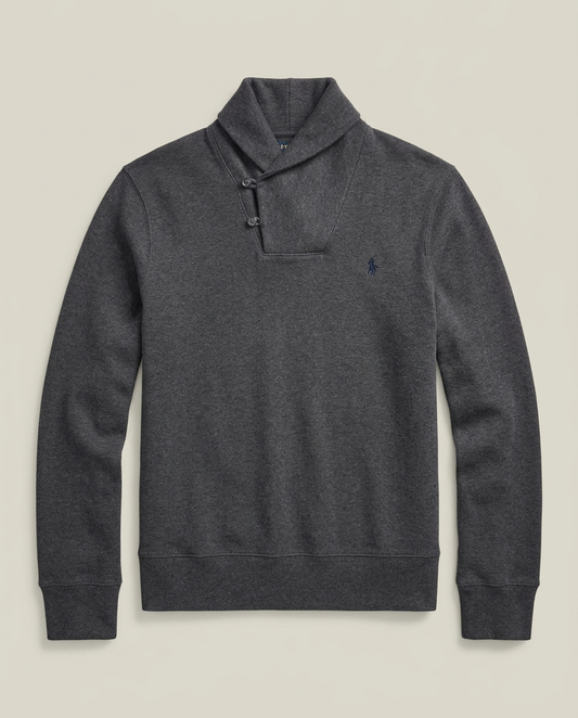 Polo Ralph Lauren Grey Cotton Shawl Collar Button Sweater L