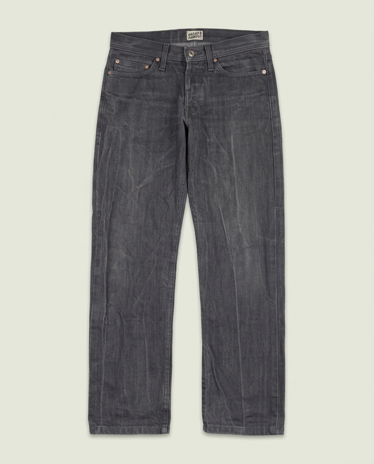 Naked & Famous Grey Selvedge Denim Weird Guy Jeans 30