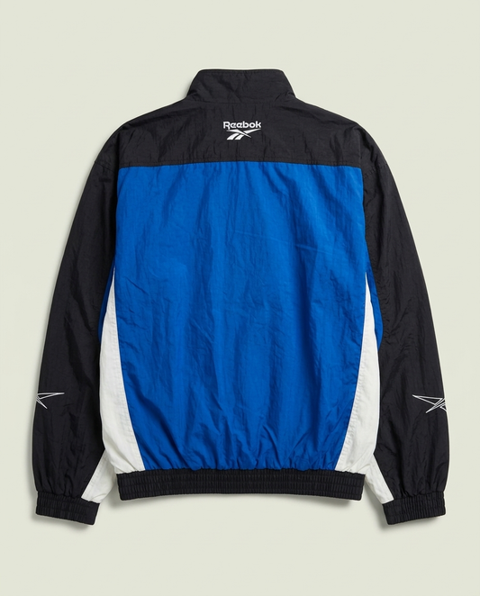 Vintage Reebok Blue Black White Colorblock Nylon Windbreaker Jacket XL