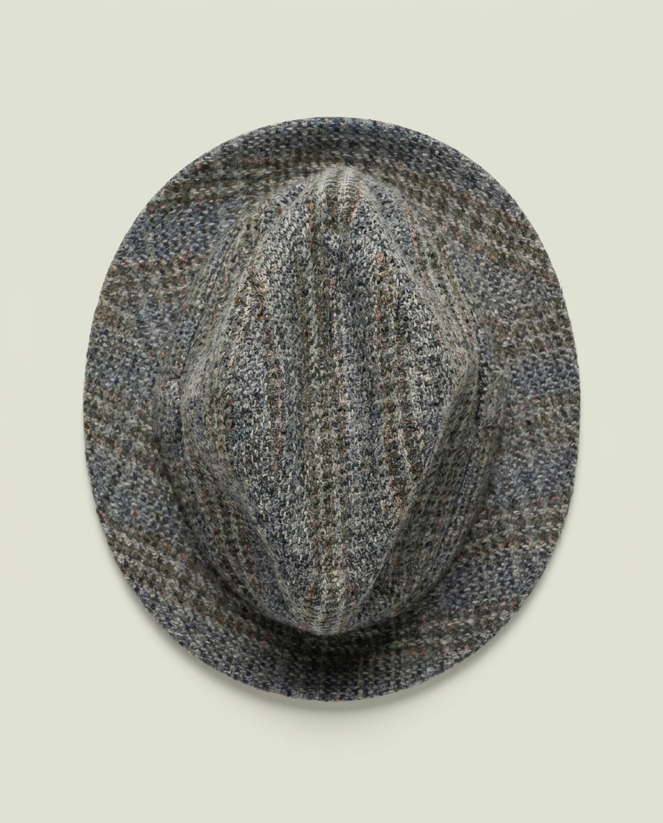Vintage Donegal Tweed Grey Multi Wool Fedora Hat 7 1/2 Irish Heritage