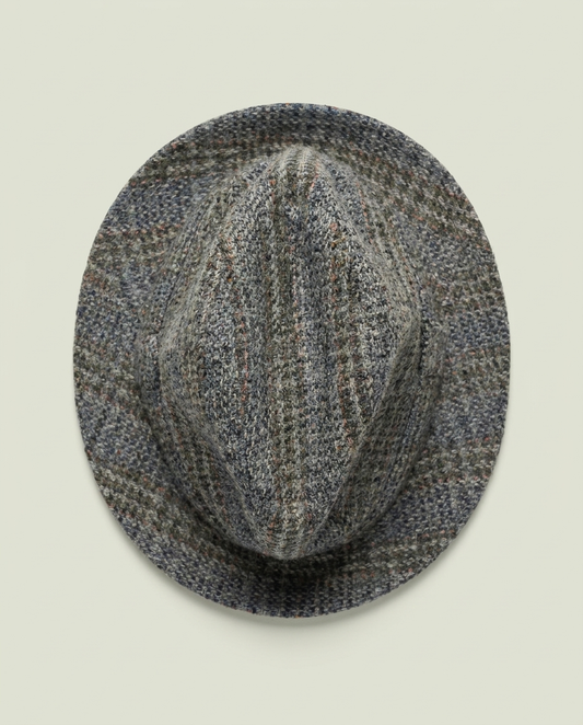Vintage Donegal Tweed Grey Multi Wool Fedora Hat 7 1/2 Irish Heritage