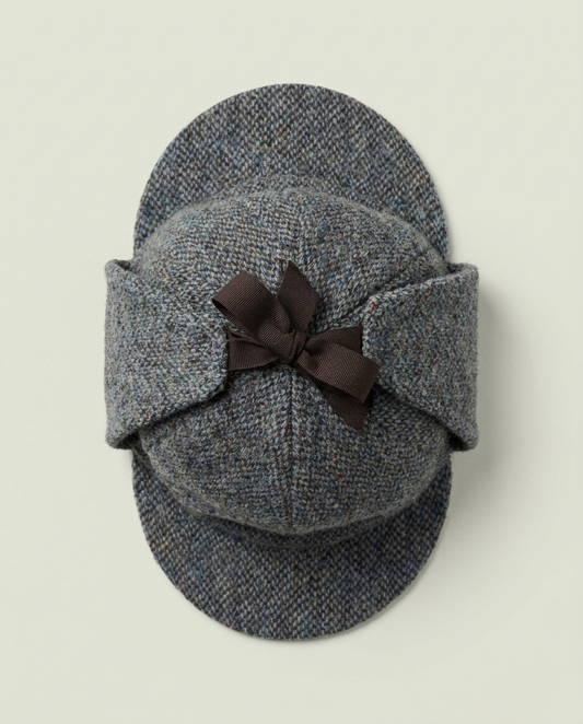 Harris Tweed Grey Wool Deerstalker Hat XL 7 1/2 Sherlock Holmes
