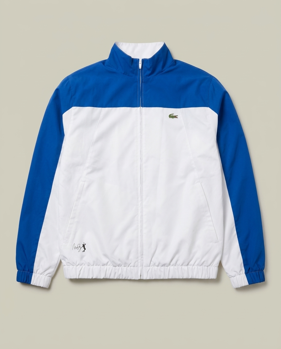 Y2K Lacoste White Blue Tennis Andy Roddick Signature Track Jacket 3 Preppy