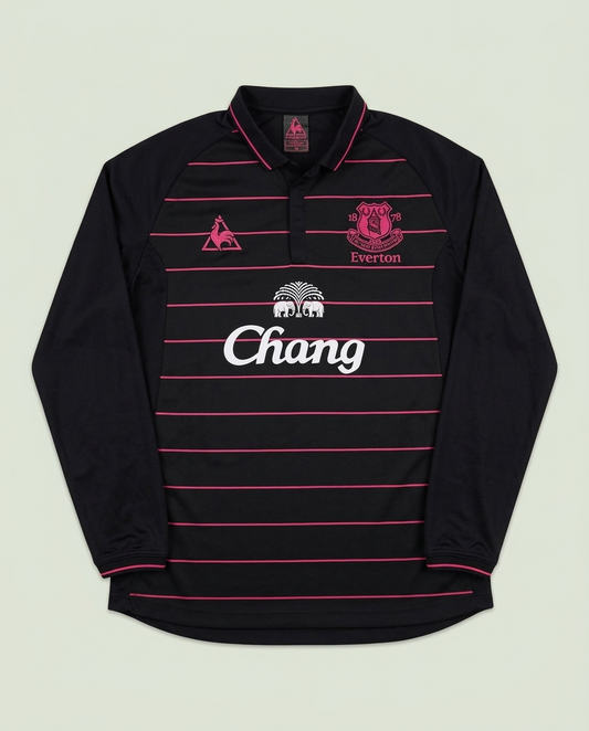 Le Coq Sportif Everton FC Black Pink Striped Chang Long Sleeve Jersey M