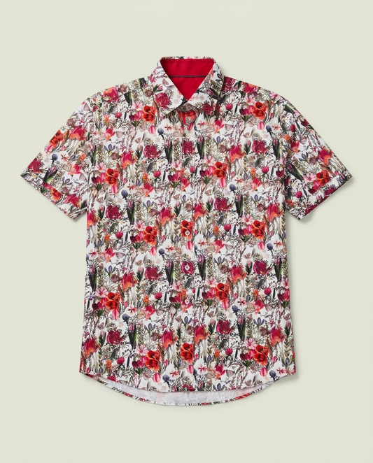 Claudio Lugli Floral Botanical Print Pure Cotton Button Up Shirt L Artsy