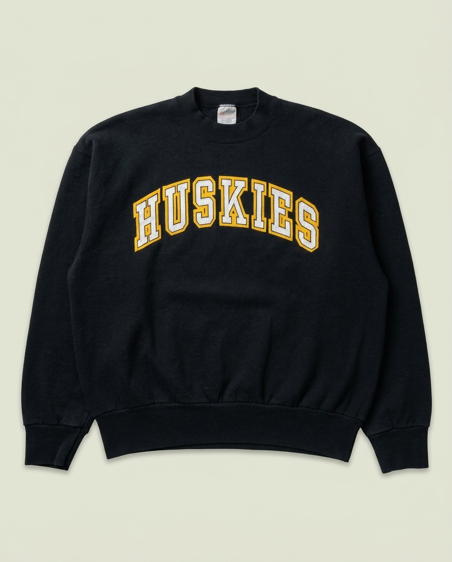 Vintage Fruit Of The Loom Black Washington Huskies Crew Sweatshirt XL