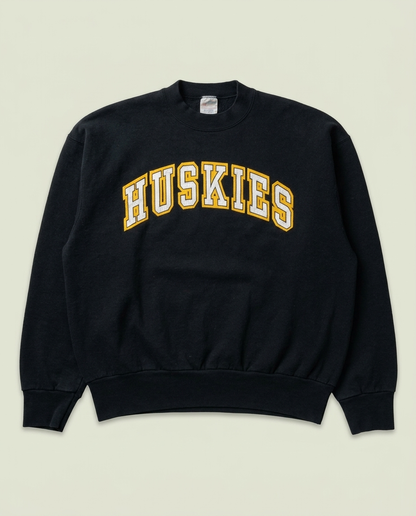Vintage Fruit Of The Loom Black Washington Huskies Crew Sweatshirt XL