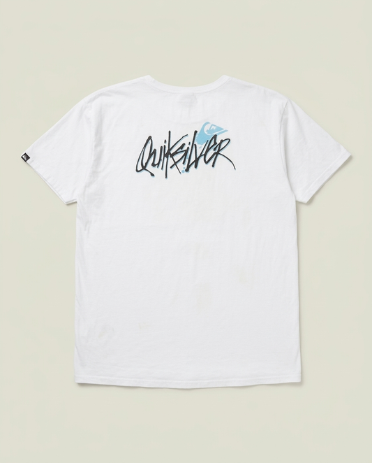 Y2K Quiksilver White Graphic Logo Surf Skate Shirt XXL