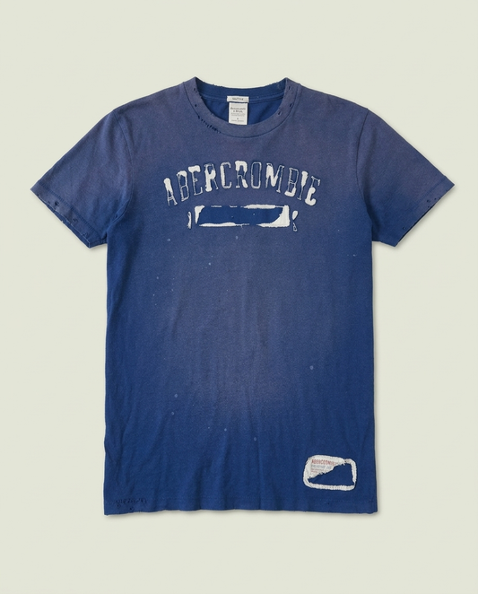 Vintage Abercrombie & Fitch Blue Distressed Muscle Logo Shirt L Single Stitch