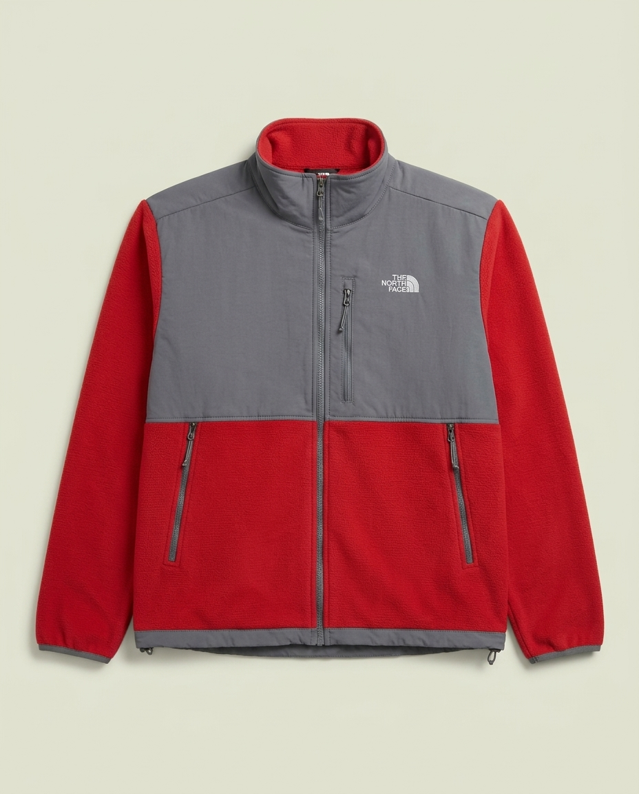The North Face Red Grey Fleece Denali Style Jacket XL Gorpcore Outdoors