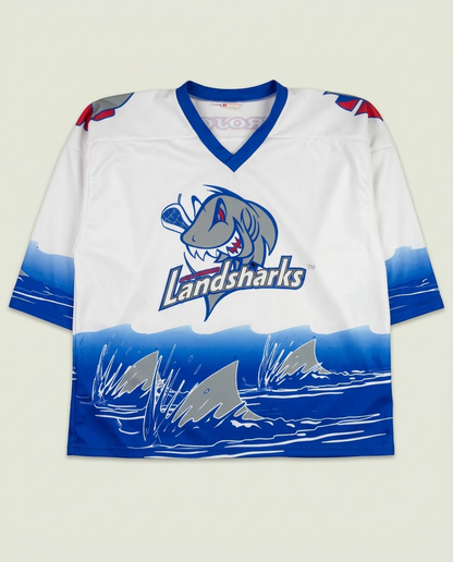 Vintage Projoy Columbus Landsharks Lacrosse Graphic Hockey Jersey XL