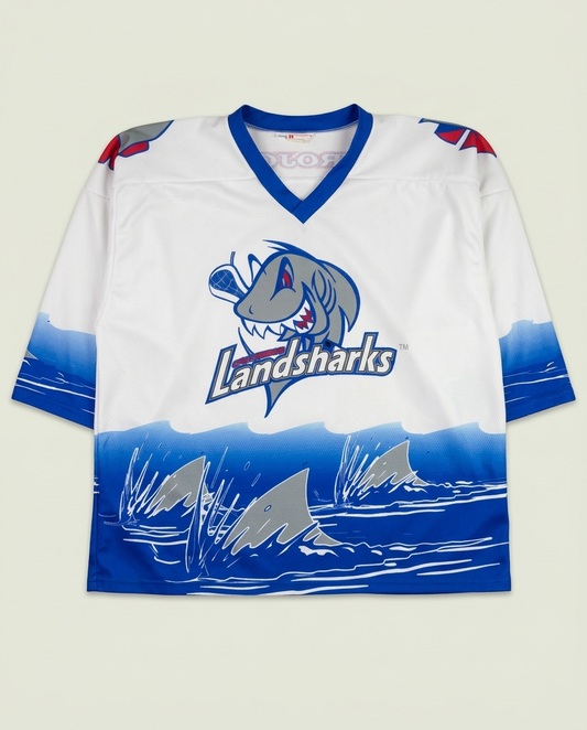 Vintage Projoy Columbus Landsharks Lacrosse Graphic Hockey Jersey XL