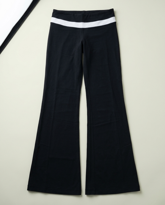 Lululemon Black White Flare Yoga Pants 8 Athletic Minimalist