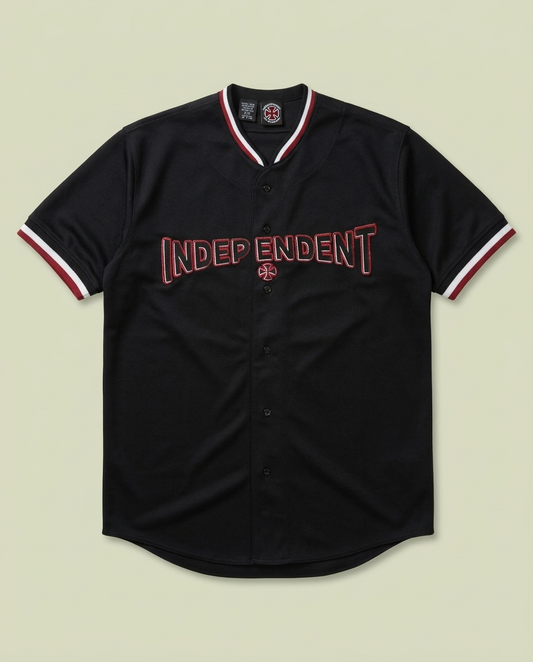 Independent Truck Company Black Red Striped Baseball Jersey L Skate Street