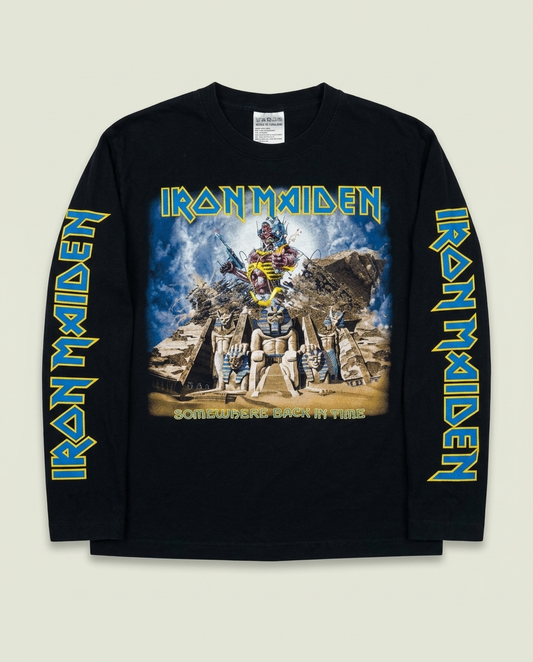 Vintage Iron Maiden Black Somewhere Back In Time Long Sleeve Shirt L Single Stitch