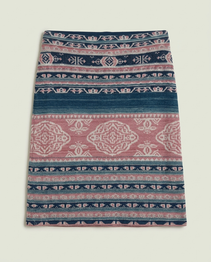 Lauren Ralph Lauren Aztec Geometric Linen Cotton Knit Skirt PL Boho Western