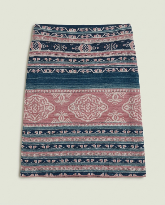 Lauren Ralph Lauren Aztec Geometric Linen Cotton Knit Skirt PL Boho Western
