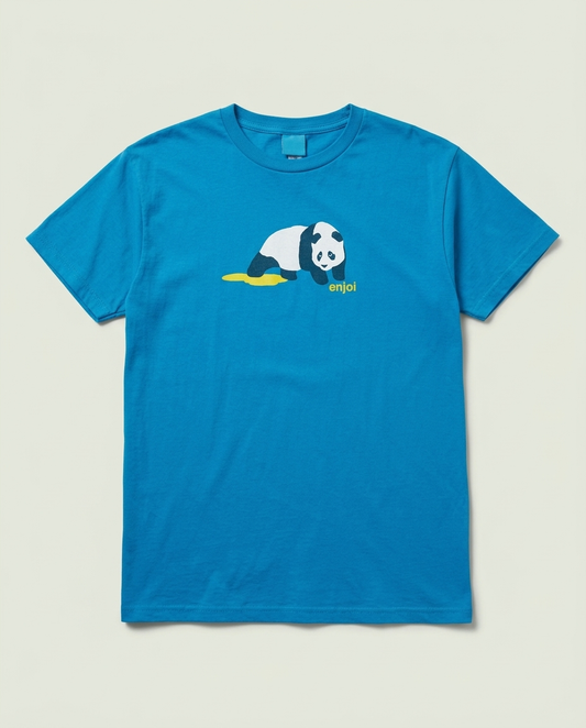 Enjoi Blue Peeing Panda Graphic Skate Streetwear Shirt Medium Distressed