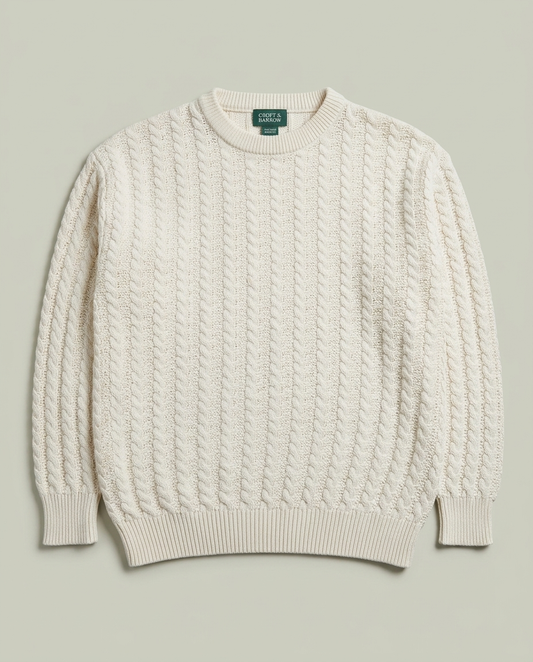 Vintage Northern Reflections White Cable Knit Fisherman Sweater S Academia