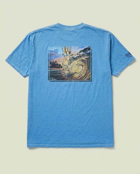 Crazy Shirts Blue Hawaii Dyed Flame Wave Graphic T-Shirt (XXL) Surf Beach